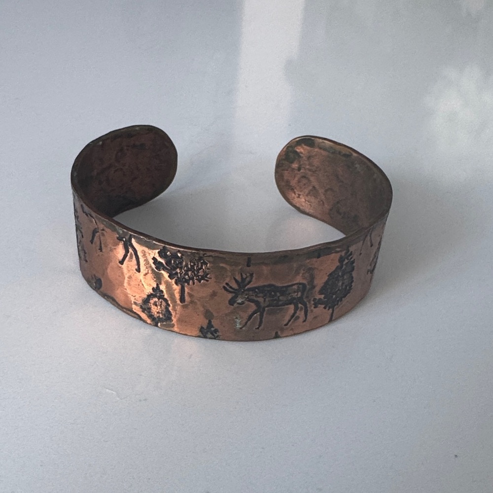 Copper Cuff Bracelet with Nature Motif